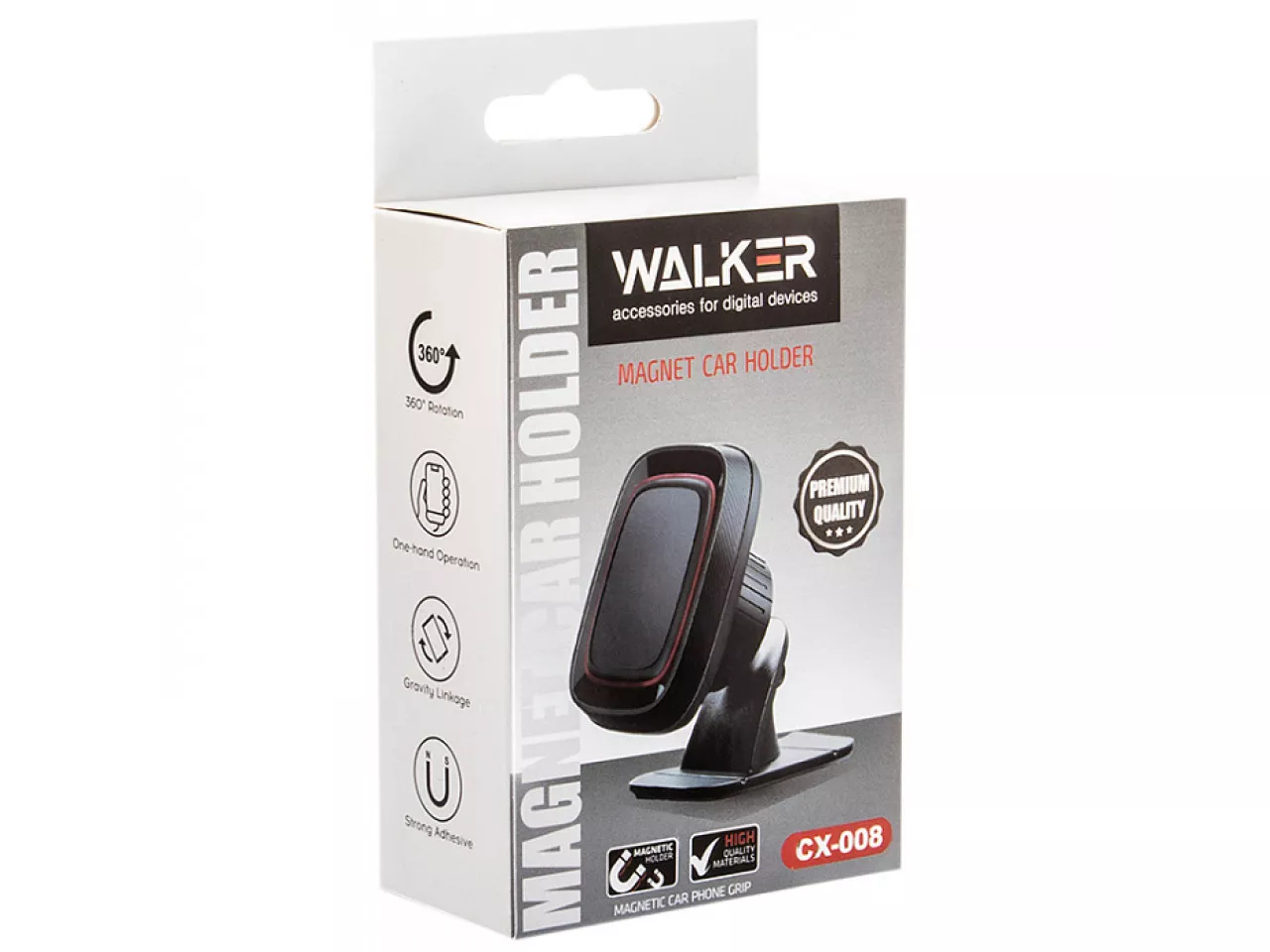 Автодержатель магнитный Walker CX-008 черный Автодержатель магнитный Walker CX-008 черный