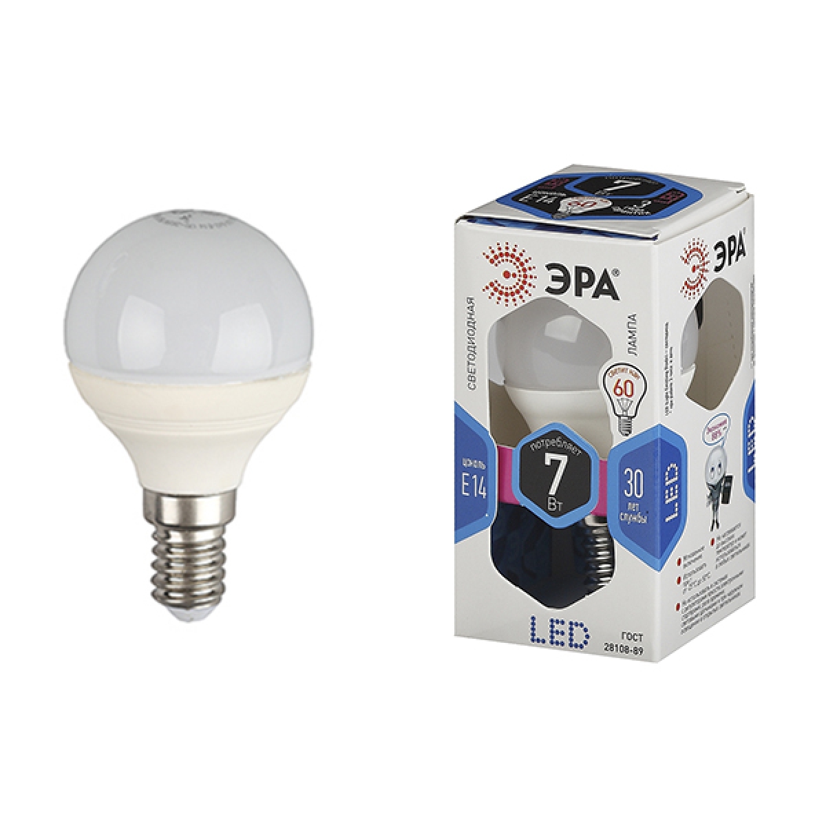 Светодиодная лампа Эра LEDsmd P45-7W-840-E14